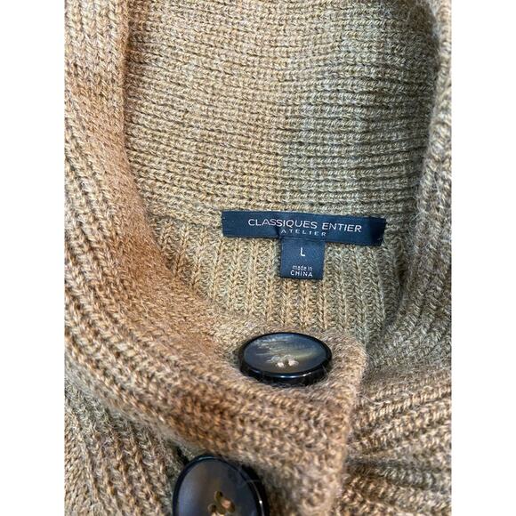Classiques Entier Brown Alpaca Blend Button Front Poncho Cardigan Sweater Large - Picture 2 of 4